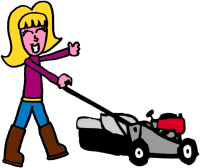 Girl logo with mower