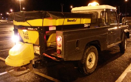 Land Rover Defender with gritter